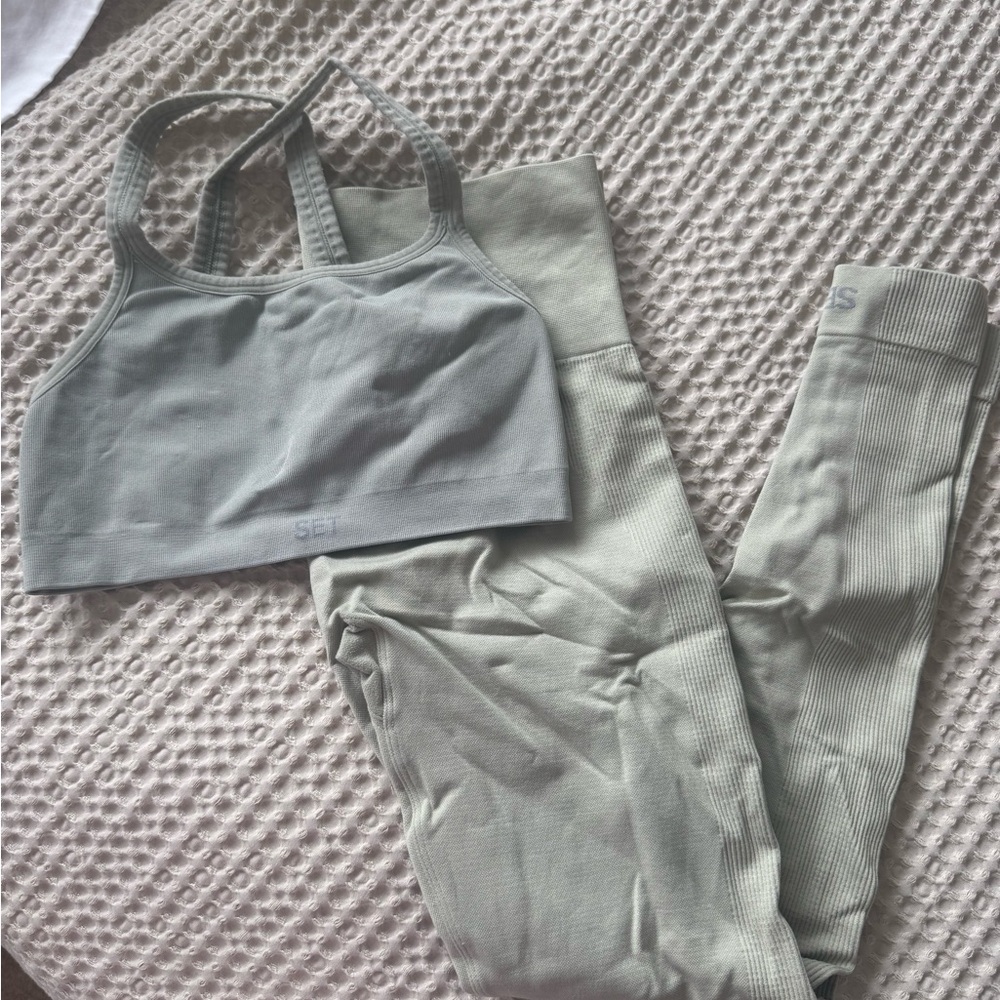 SET Active Light Olive Sports Bra and Leggings